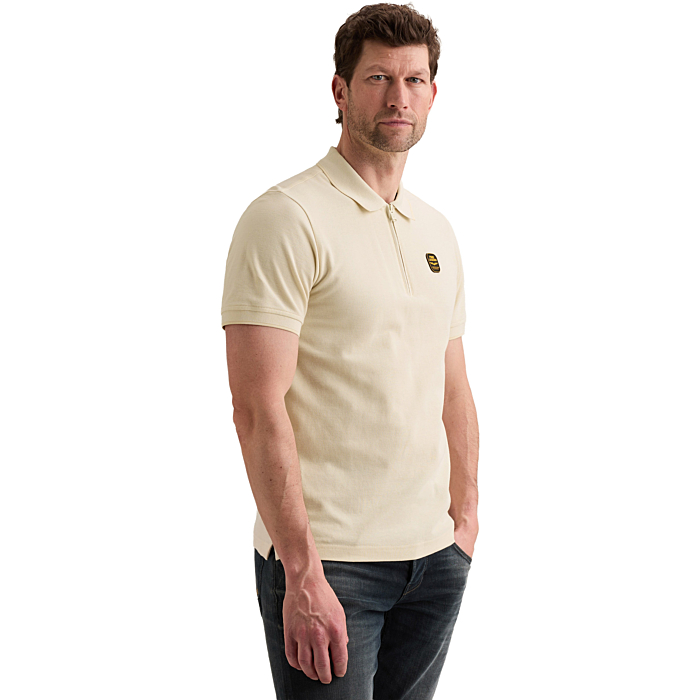 Short sleeve polo interlock pique Bone White