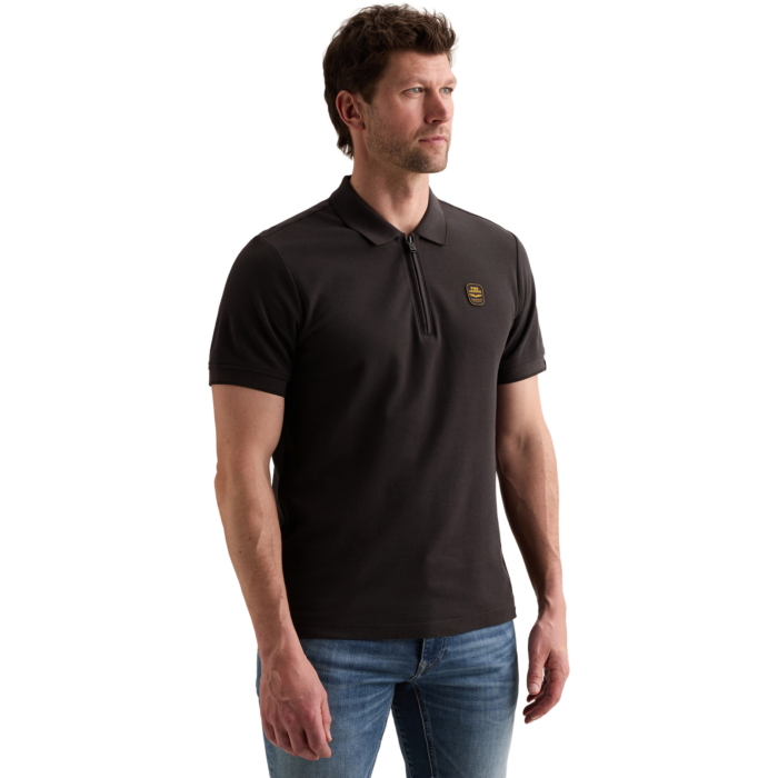Short sleeve polo interlock pique Obsidian