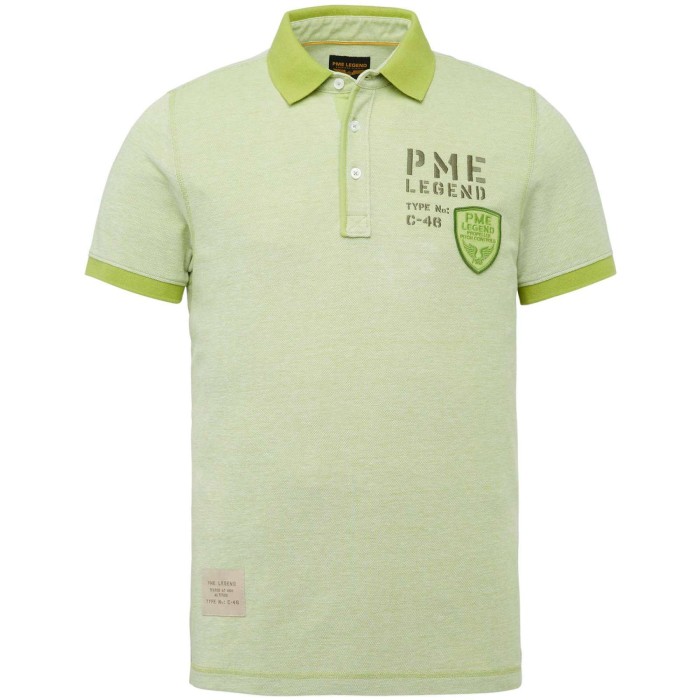 Short sleeve polo two tone pique leaf green