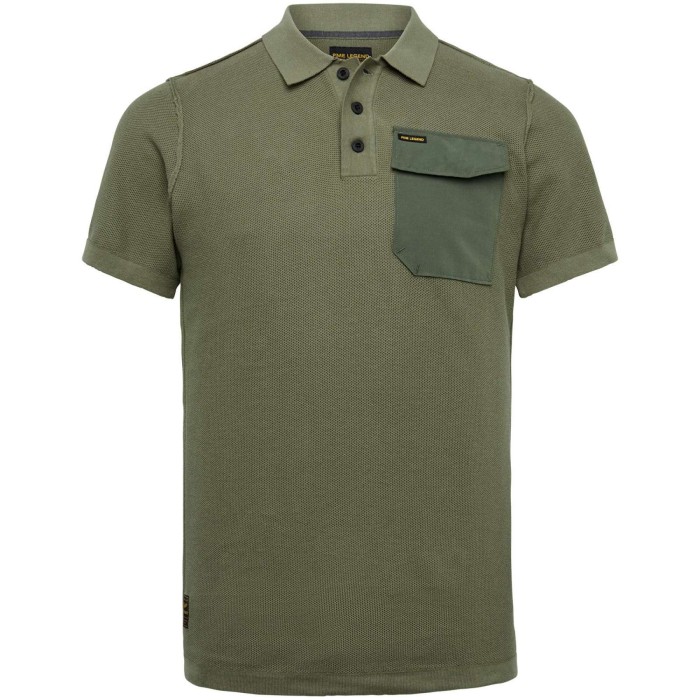 Short sleeve polo knitted polo dusty olive
