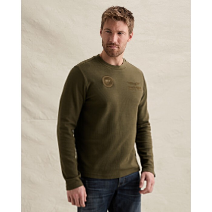 Long sleeve r-neck structure pique Kalamata