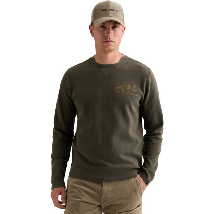 Long sleeve r-neck mini waffle che Beluga