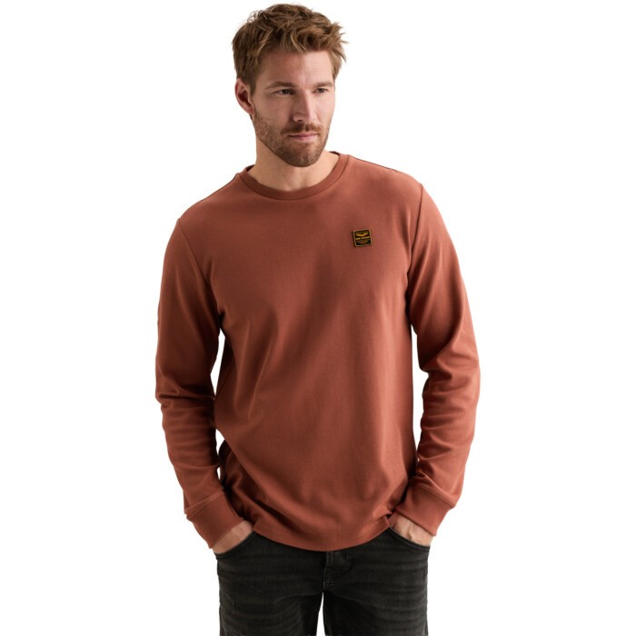 Long sleeve r-neck mesh interlock Redwood