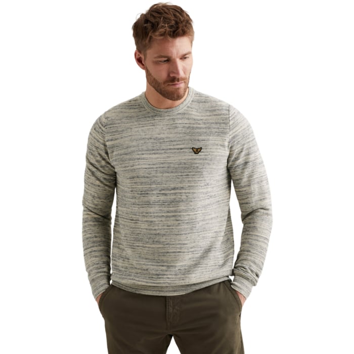 R-neck cotton blend structure Bone White