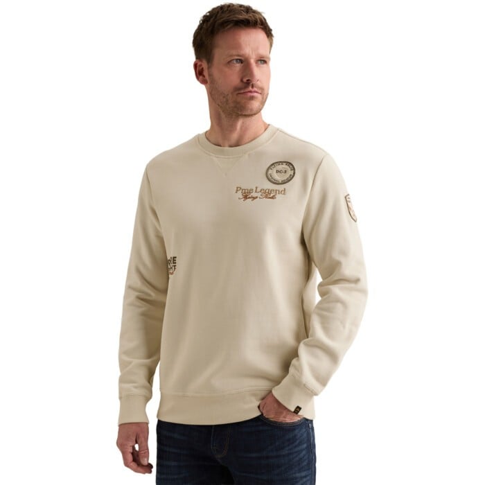 Crewneck dry peached sweat gd Bone White