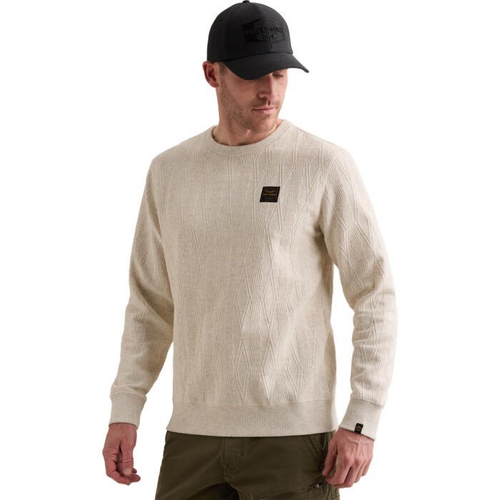 Crewneck jacquard sweat Bone White Melee