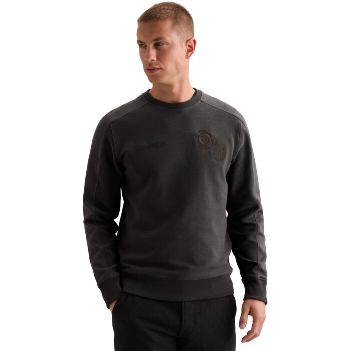 Crewneck structured cotton blend Ebony