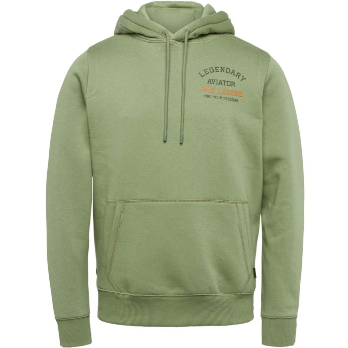 Hooded brushed sweat oil green