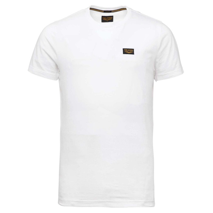 Short sleeve r-neck cotton elastan bright white