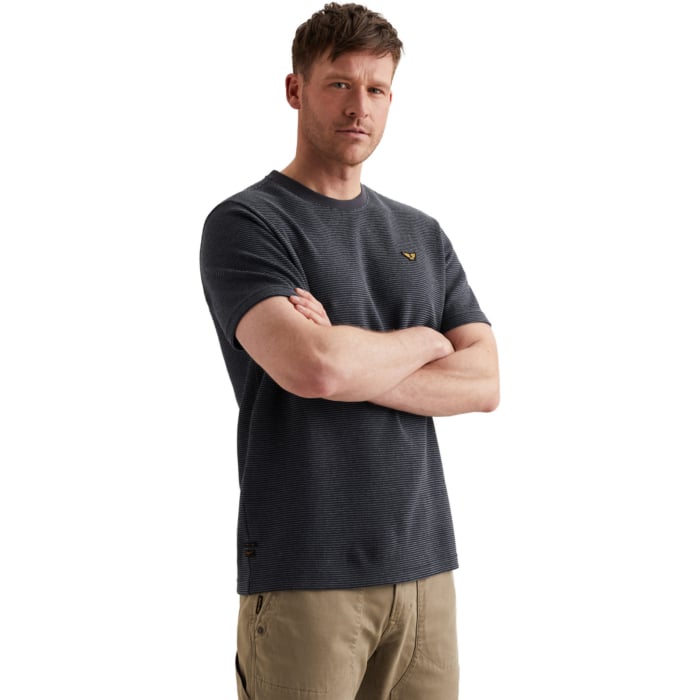 Short sleeve r-neck two tone textu Graphite