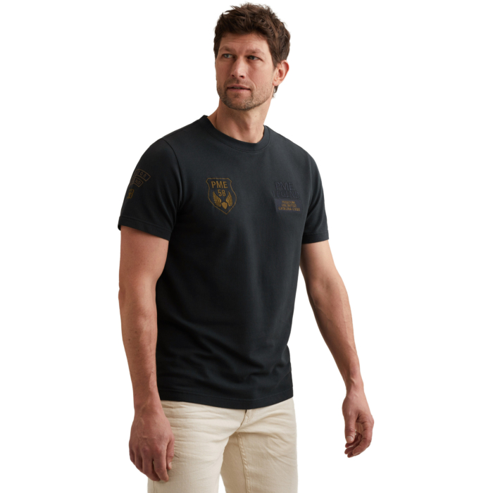 Short sleeve r-neck flat waffle je Carbon