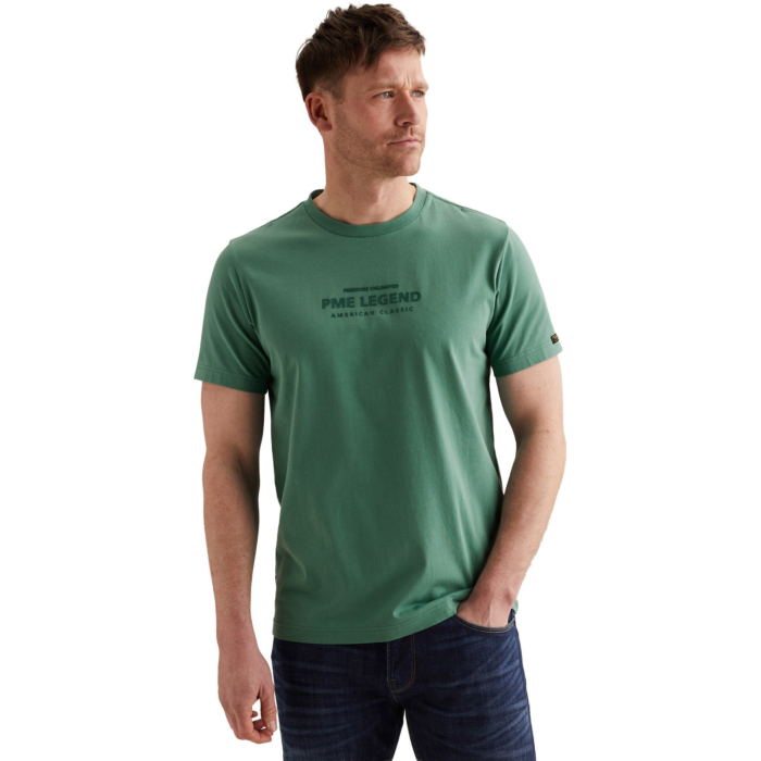 Short sleeve r-neck cotton elastan Deep Sea