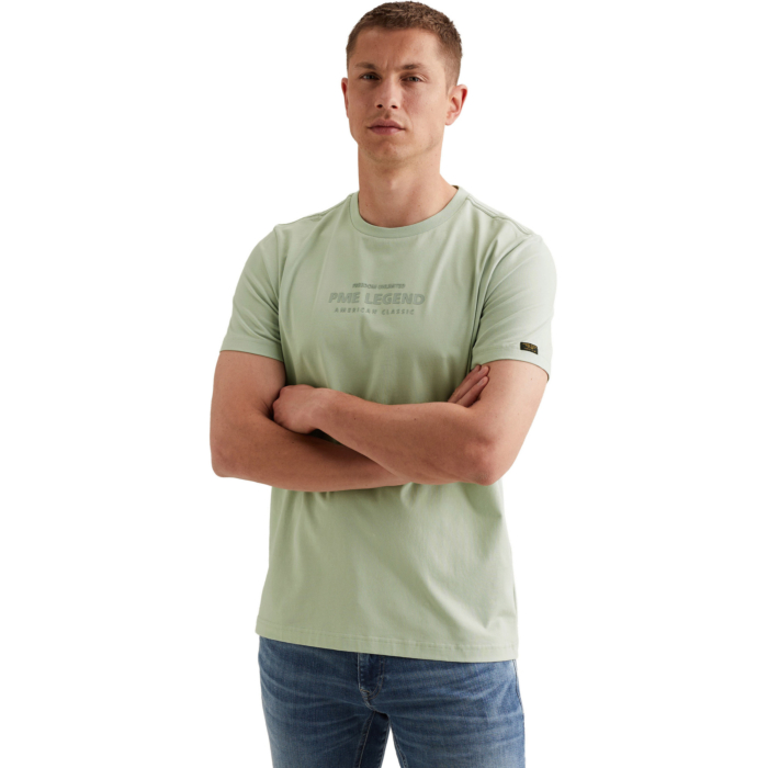 Short sleeve r-neck cotton elastan Cameo Green