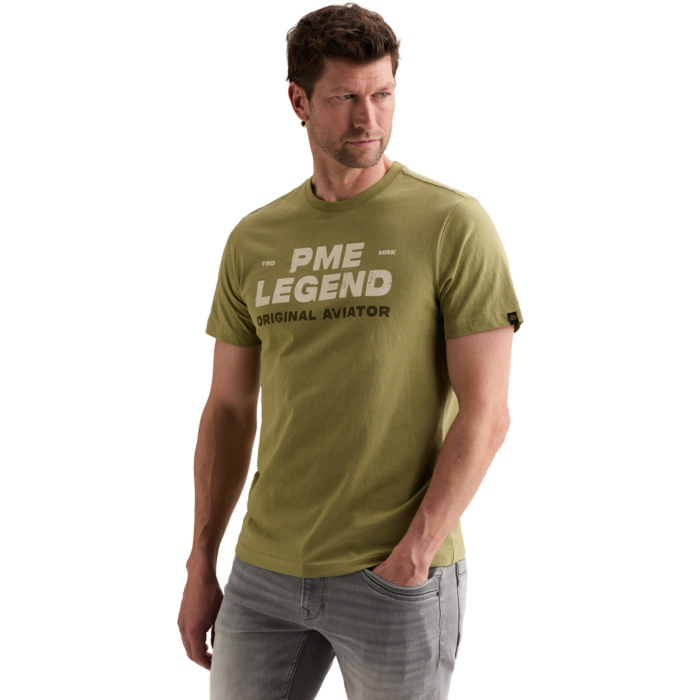 Short sleeve r-neck open end jerse Mosstone
