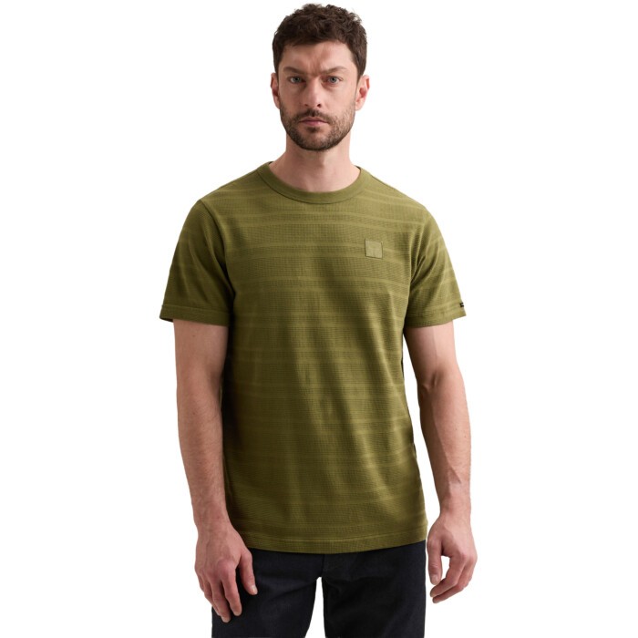 Short sleeve r-neck waffle jersey Loden Green