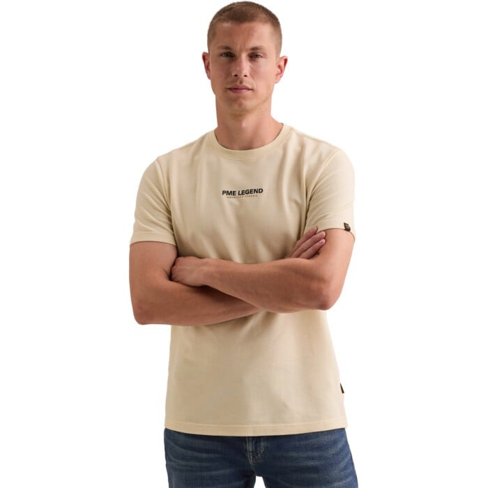 Short sleeve r-neck flat waffle je Bone White