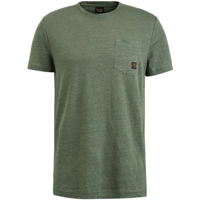 Short sleeve r-neck linen jersey balsam green