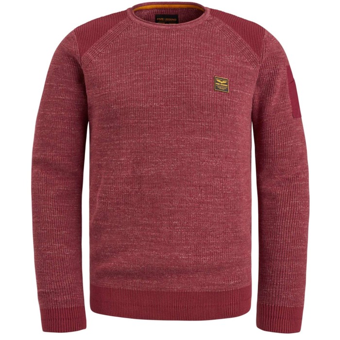R-neck cotton rib melee knit rosewood