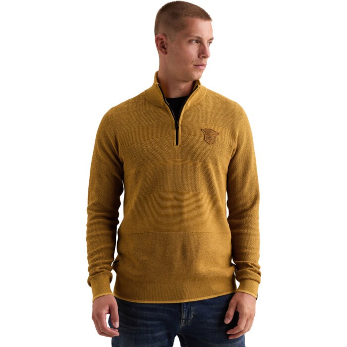 Half zip collar cotton modal struc Amber Gold