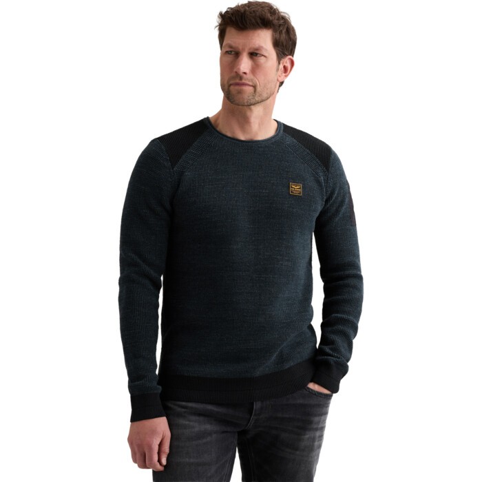 R-neck cotton rib melee knit Salute