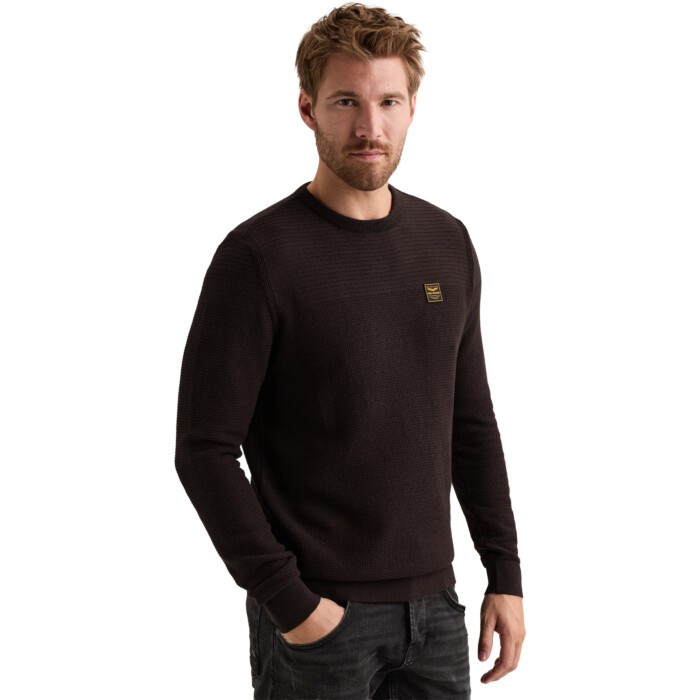 R-neck cotton mouline Dark Aubergine