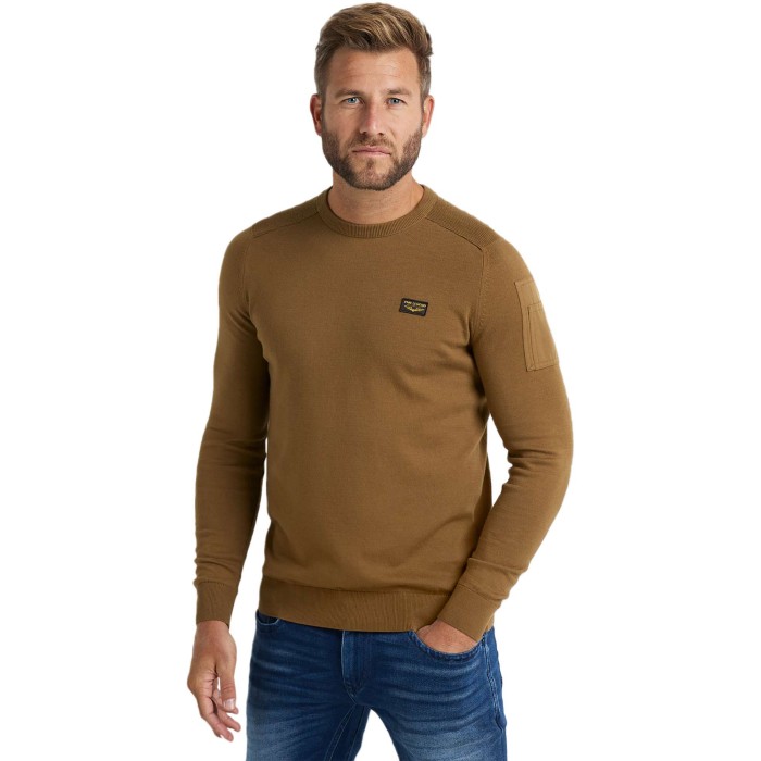 Long sleeve r-neck buckley knit toffee
