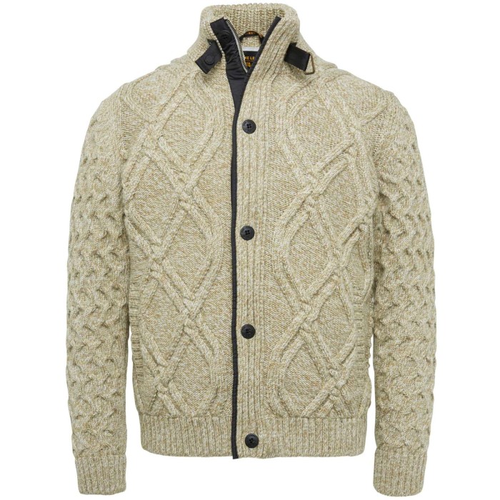 Zip jacket heavy knit mixed yarn silver birch