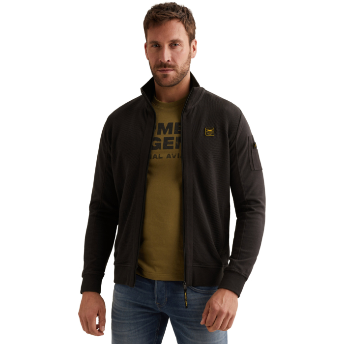 Zip jacket jacquard structure Obsidian