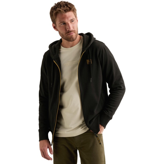 Hooded peached terry Black