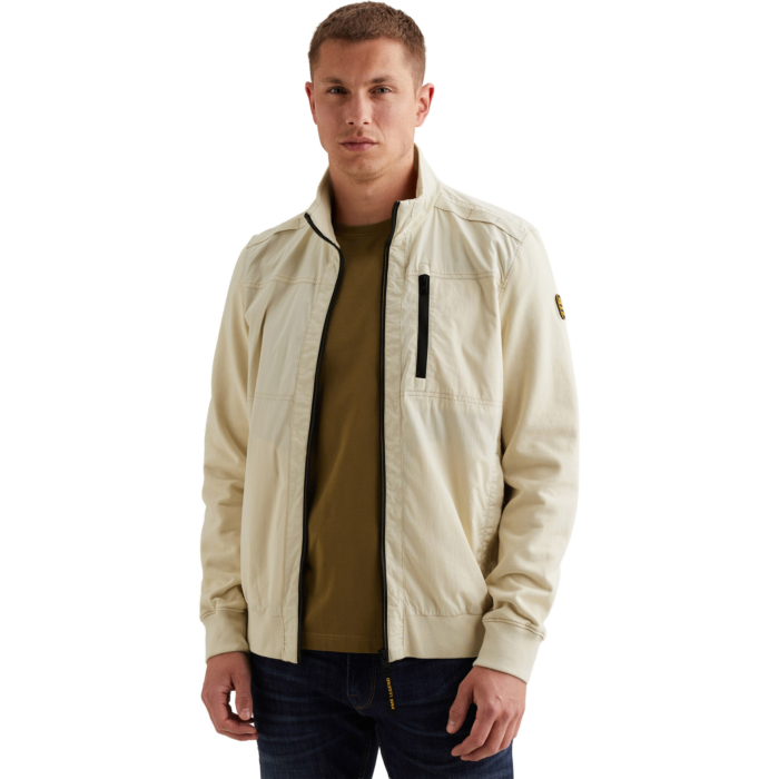 SHORT JACKET cotton terry nylon mi Bone White
