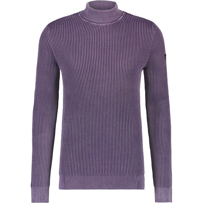 Structure knit garment dye inside o purple