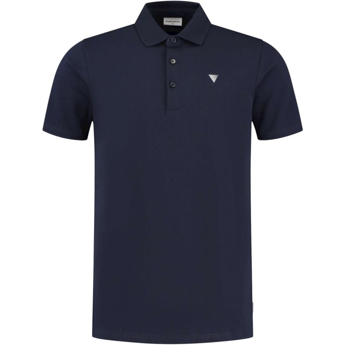 Polo with button placket and small  navy