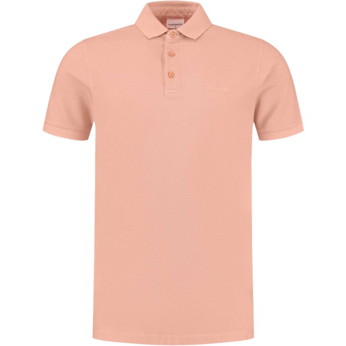 Polo with button placket with embro orange