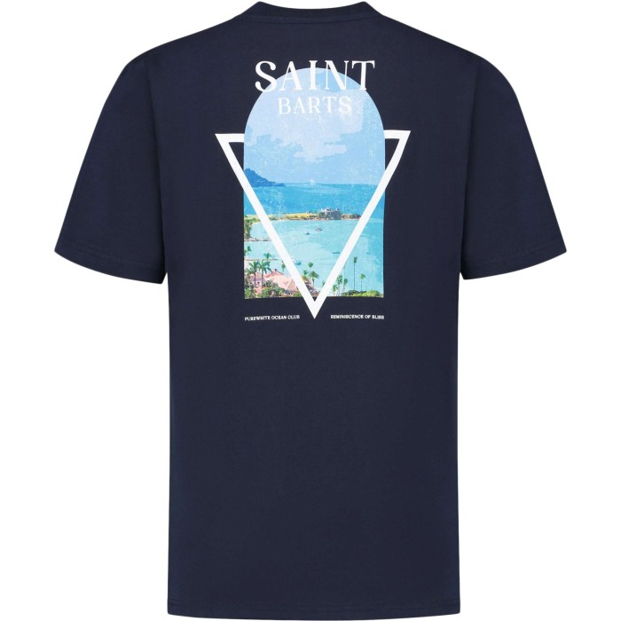 Tshirt with small front logo in mid navy