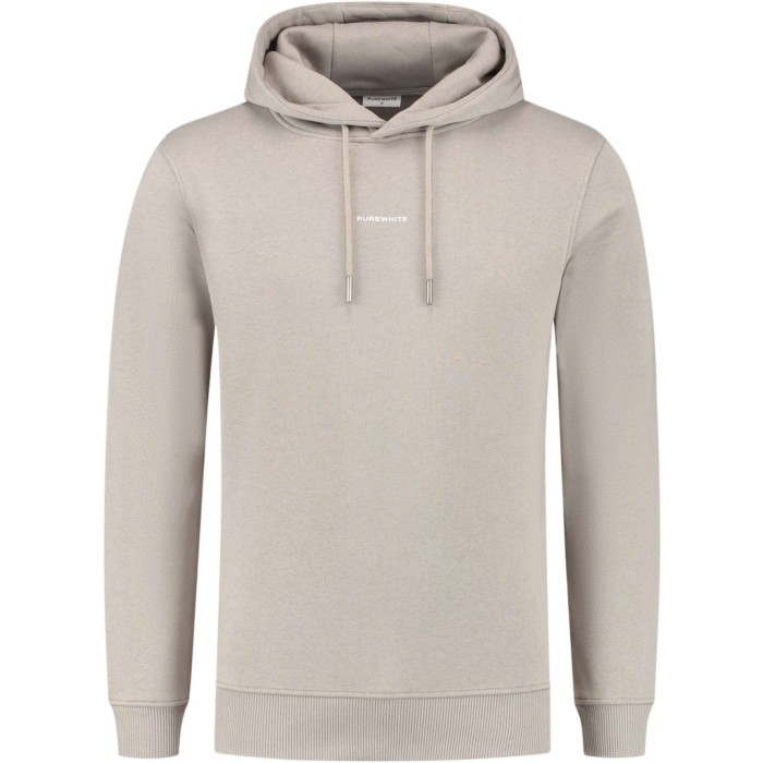 Purewhite mens logo hoodie. this p taupe beige