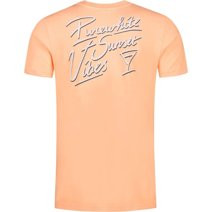 Tshirt with small front logo in mid orange