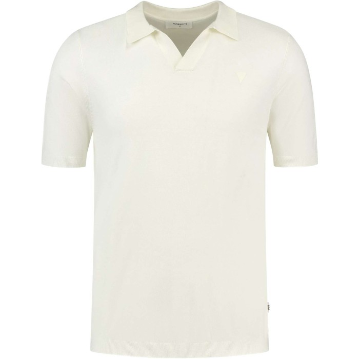 Knitted polo with special collar an off white