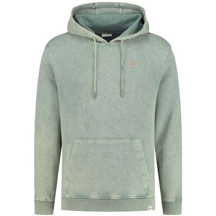 Ls hoodie with acid wash and artwor army green