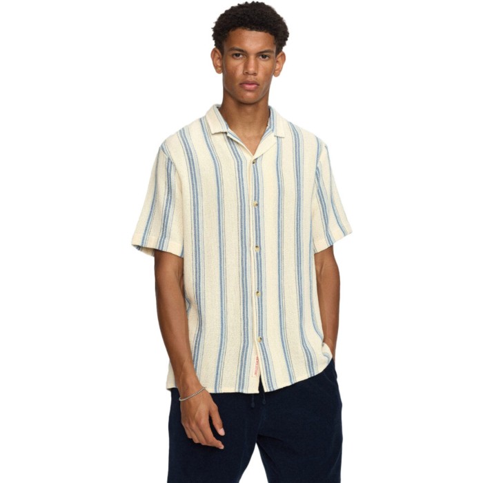 Short Sleeved Cuban Shirt Blue