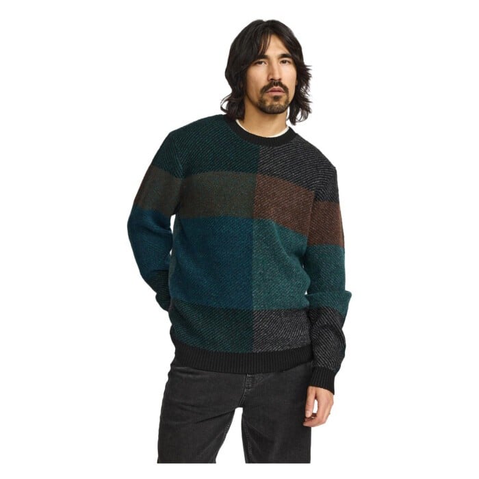 Knit pull collor block black & green