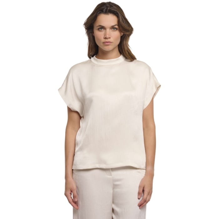 Short sleeve top with high neck