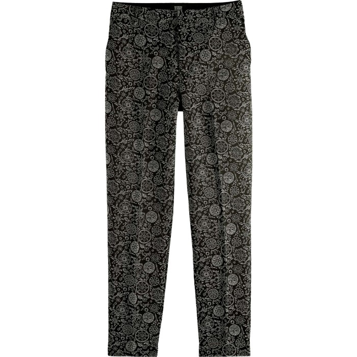 Lowry - mid rise slim trousers black&grey jacquard