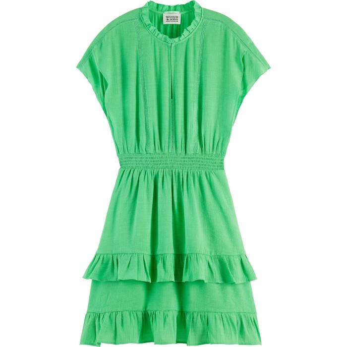 Easy fitted smocked mini dress bright parakeet