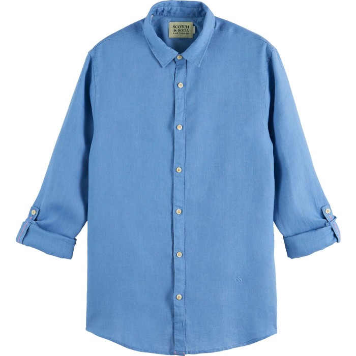 Regular fit linen shirt blue
