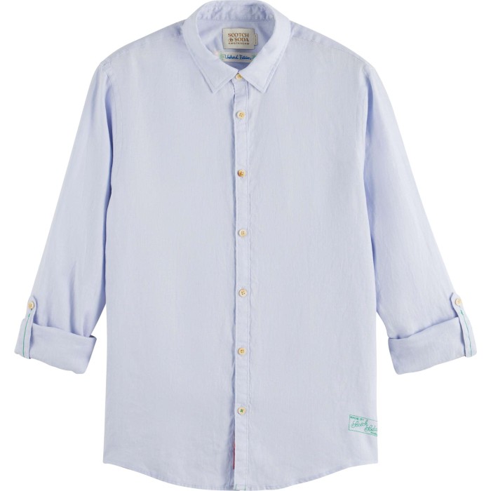 Linen shirt with roll-up shirt blue