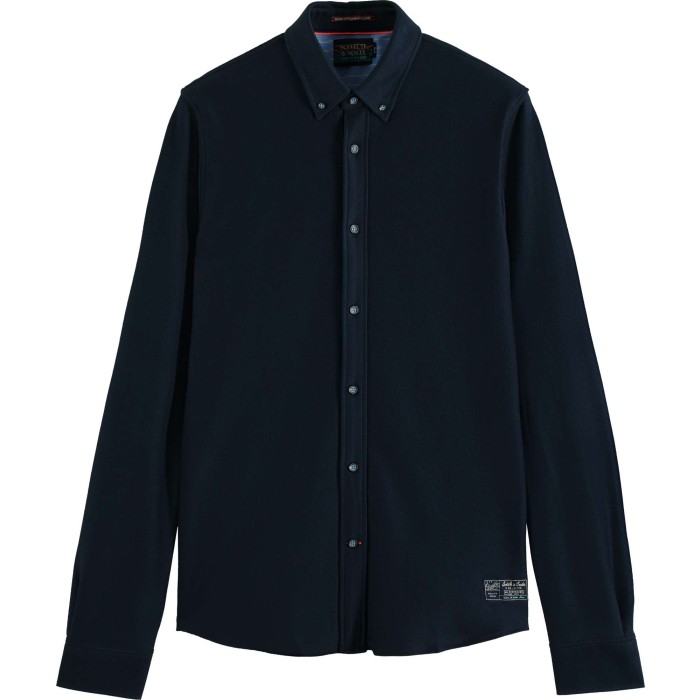 Slim fit chic knitted twill shirt navy