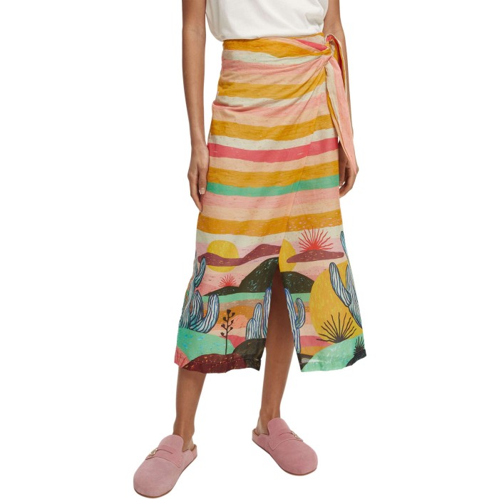 Printed midi-length sarong in organ combo t