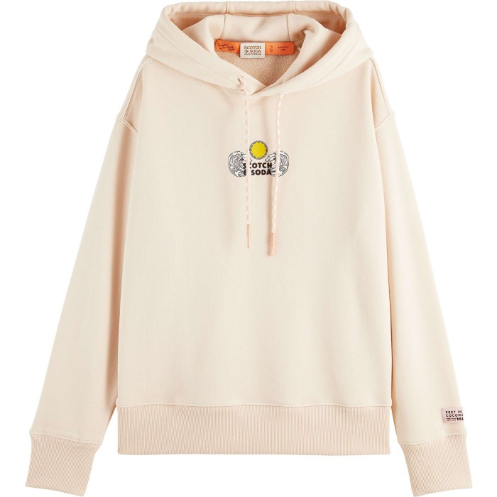 Loose-fit hoodie with graphics peach