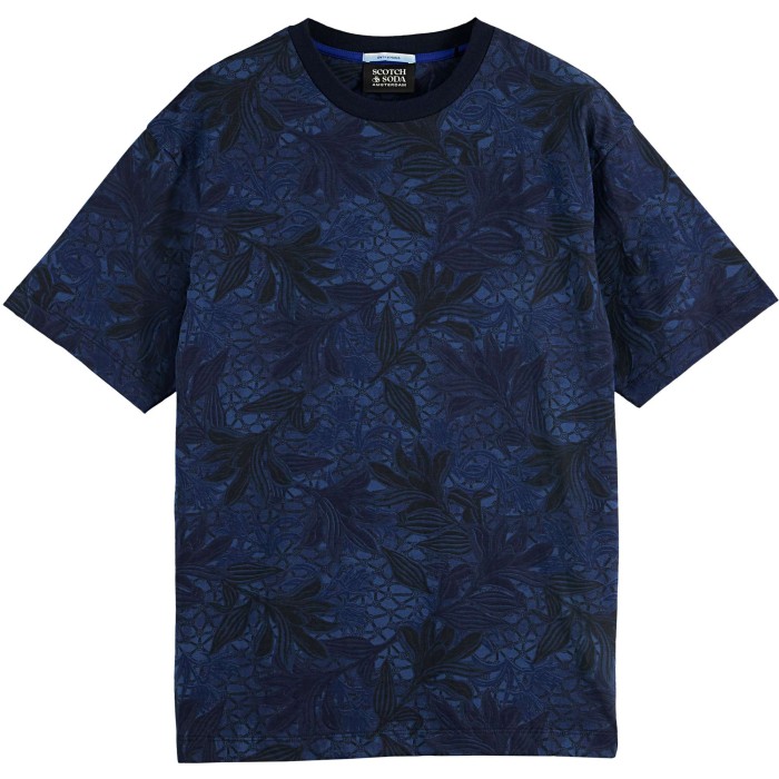 Printed cotton-jersey t-shirt blue printed  a