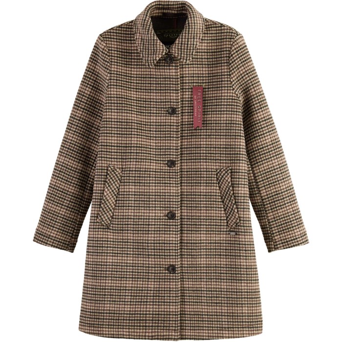 Bonded classic wool-blend tailored brown check